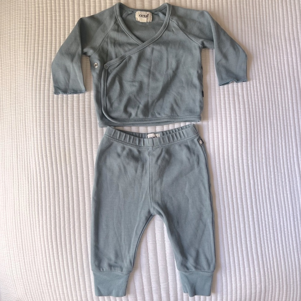 Oeuf Infant pants & wrap shirt set, 0-3 m